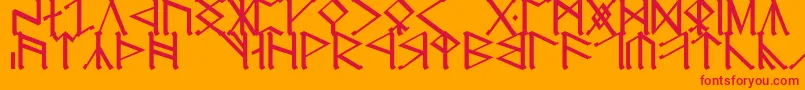 CirthEreborCaps-Schriftart – Rote Schriften auf orangefarbenem Hintergrund