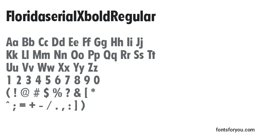 A fonte FloridaserialXboldRegular – alfabeto, números, caracteres especiais