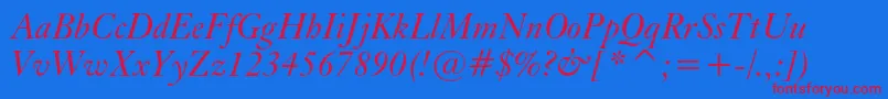 KiscbtItalic Font – Red Fonts on Blue Background