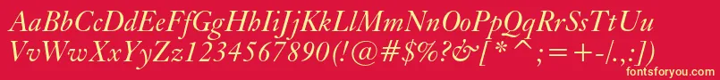 KiscbtItalic Font – Yellow Fonts on Red Background