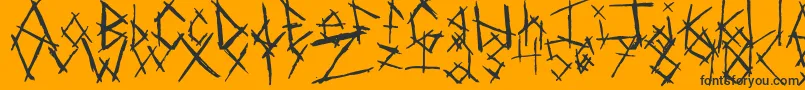 ChikenSkratch-Schriftart – Schwarze Schriften auf orangefarbenem Hintergrund