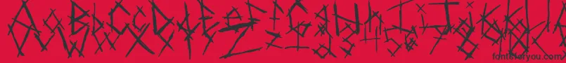 フォントChikenSkratch – 赤い背景に黒い文字