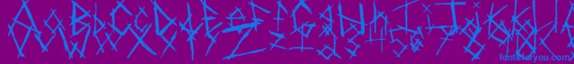 ChikenSkratch-Schriftart – Blaue Schriften auf violettem Hintergrund