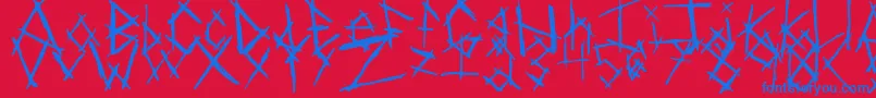 フォントChikenSkratch – 赤い背景に青い文字