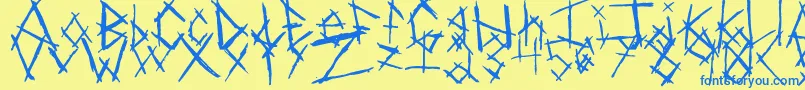 Czcionka ChikenSkratch – niebieskie czcionki na żółtym tle