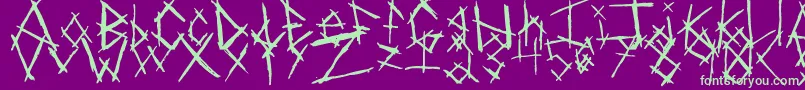 フォントChikenSkratch – 紫の背景に緑のフォント