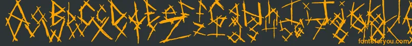 ChikenSkratch-Schriftart – Orangefarbene Schriften auf schwarzem Hintergrund