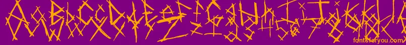 ChikenSkratch-fontti – oranssit fontit violetilla taustalla