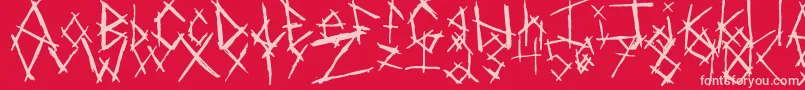 ChikenSkratch-Schriftart – Rosa Schriften auf rotem Hintergrund