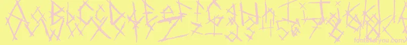 ChikenSkratch-fontti – vaaleanpunaiset fontit keltaisella taustalla
