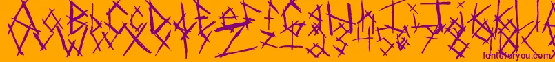 ChikenSkratch-fontti – violetit fontit oranssilla taustalla