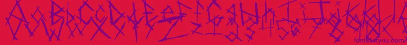 フォントChikenSkratch – 赤い背景に紫のフォント