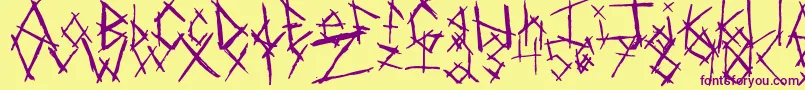 Czcionka ChikenSkratch – fioletowe czcionki na żółtym tle