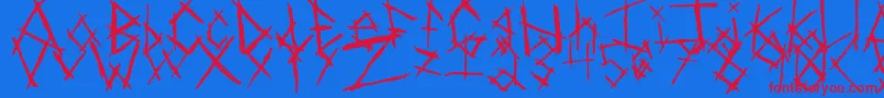 Czcionka ChikenSkratch – czerwone czcionki na niebieskim tle