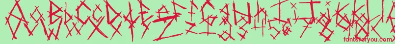 フォントChikenSkratch – 赤い文字の緑の背景