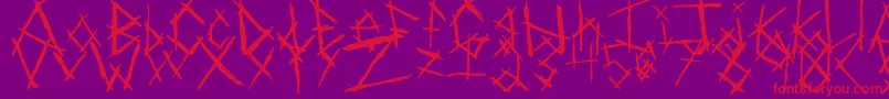Czcionka ChikenSkratch – czerwone czcionki na fioletowym tle