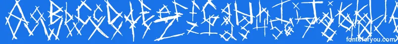 ChikenSkratch-Schriftart – Weiße Schriften auf blauem Hintergrund