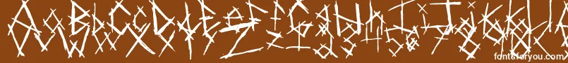Czcionka ChikenSkratch – białe czcionki na brązowym tle