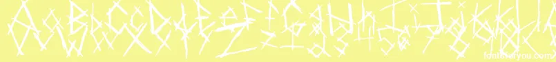 Czcionka ChikenSkratch – białe czcionki na żółtym tle