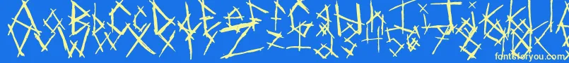 Czcionka ChikenSkratch – żółte czcionki na niebieskim tle