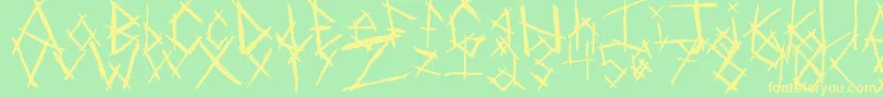 ChikenSkratch-Schriftart – Gelbe Schriften auf grünem Hintergrund