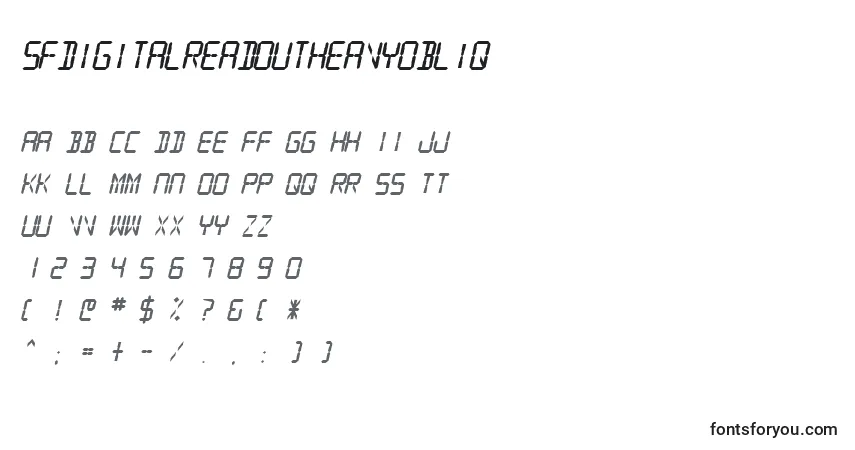 Czcionka SfdigitalreadoutHeavyobliq – alfabet, cyfry, specjalne znaki