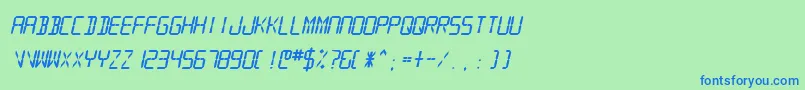 SfdigitalreadoutHeavyobliq Font – Blue Fonts on Green Background