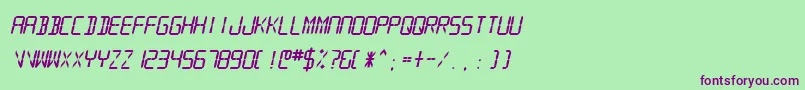 SfdigitalreadoutHeavyobliq Font – Purple Fonts on Green Background