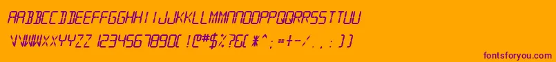 SfdigitalreadoutHeavyobliq Font – Purple Fonts on Orange Background