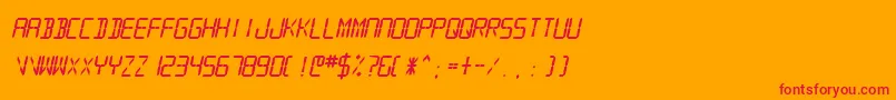 Fonte SfdigitalreadoutHeavyobliq – fontes vermelhas em um fundo laranja