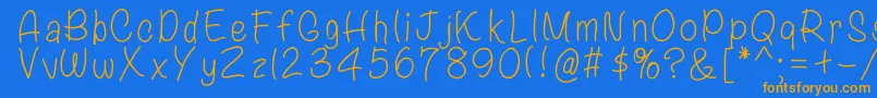 フォントASimpleLife – オレンジ色の文字が青い背景にあります。