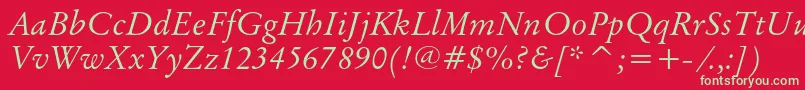 OriginalgaramondcbtItalic Font – Green Fonts on Red Background