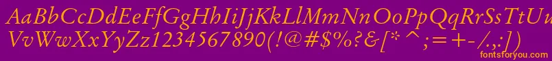 OriginalgaramondcbtItalic Font – Orange Fonts on Purple Background