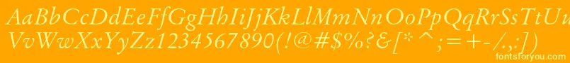 OriginalgaramondcbtItalic Font – Yellow Fonts on Orange Background