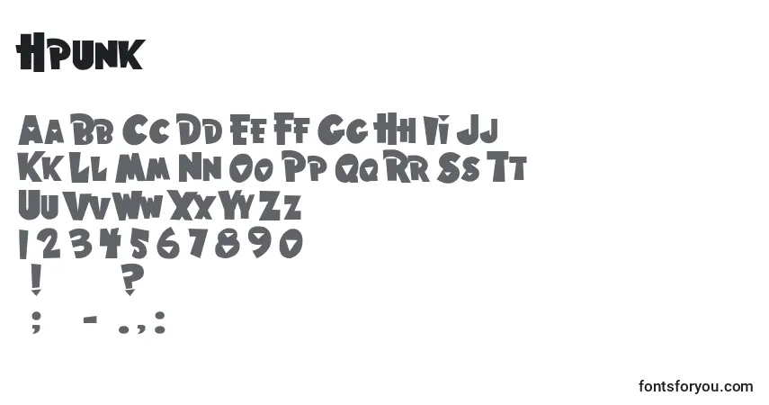 Schriftart Hpunk – Alphabet, Zahlen, spezielle Symbole