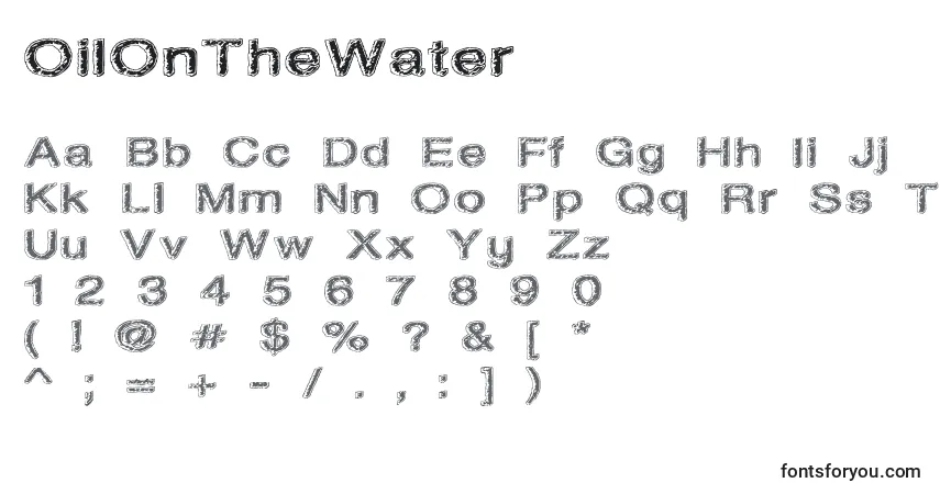 A fonte OilOnTheWater – alfabeto, números, caracteres especiais