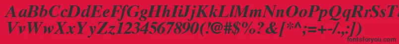 フォントTimesTenGreekBoldInclined – 赤い背景に黒い文字