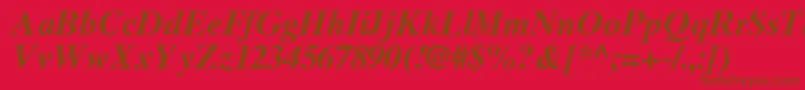 TimesTenGreekBoldInclined-Schriftart – Braune Schriften auf rotem Hintergrund