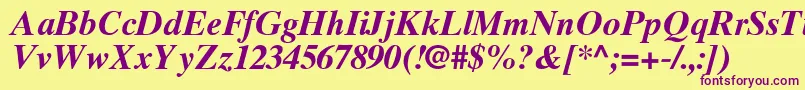 TimesTenGreekBoldInclined Font – Purple Fonts on Yellow Background