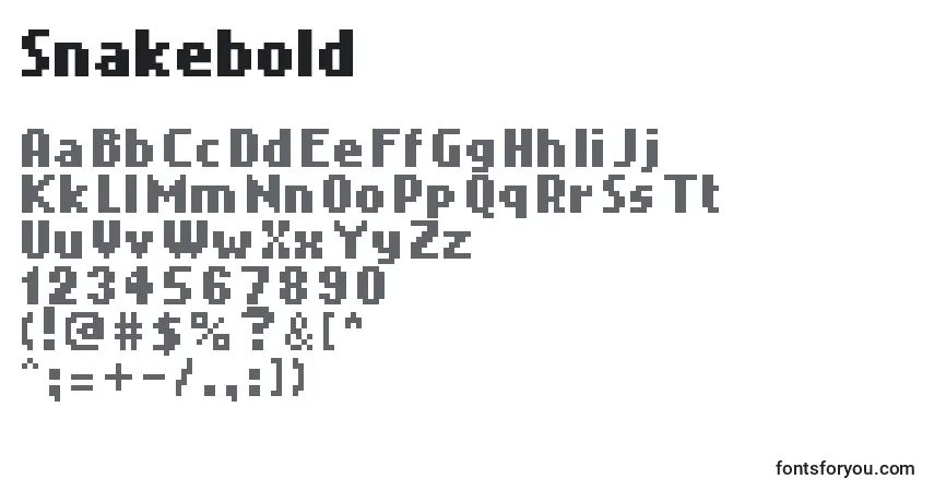Шрифт Snakebold – алфавит, цифры, специальные символы