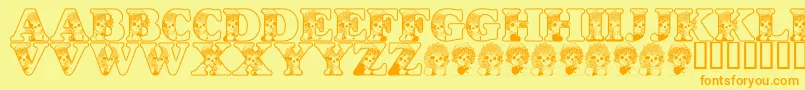 Шрифт LmsKidsInACandyShop – оранжевые шрифты на жёлтом фоне