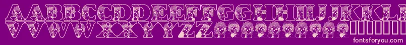 フォントLmsKidsInACandyShop – 紫の背景にピンクのフォント