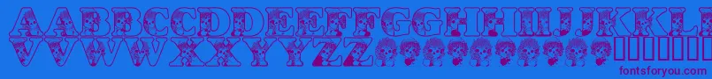 Police LmsKidsInACandyShop – polices violettes sur fond bleu
