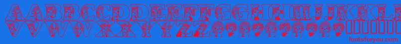 LmsKidsInACandyShop Font – Red Fonts on Blue Background