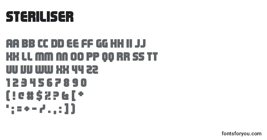 Шрифт Steriliser – алфавит, цифры, специальные символы