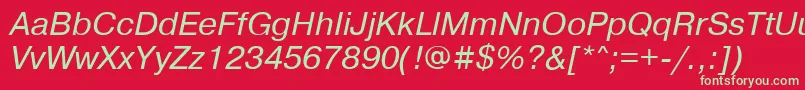 PragmaticamaccttItalic Font – Green Fonts on Red Background