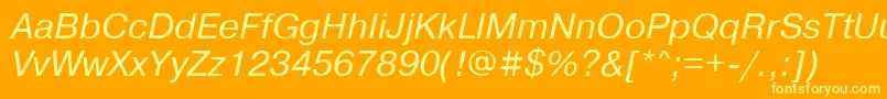 Czcionka PragmaticamaccttItalic – żółte czcionki na pomarańczowym tle