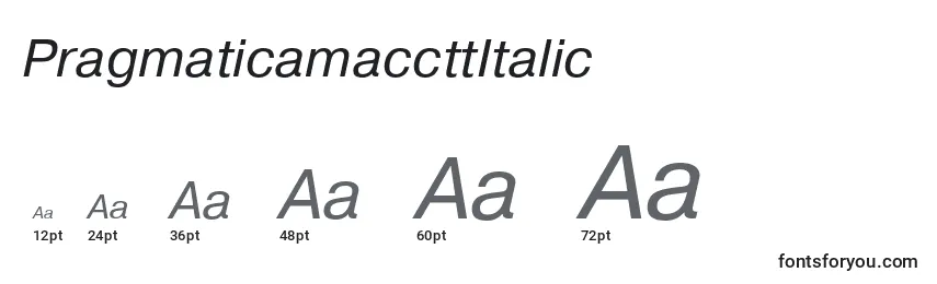 Размеры шрифта PragmaticamaccttItalic
