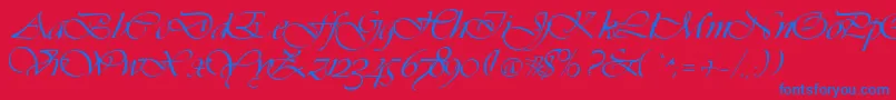 フォントVivacs – 赤い背景に青い文字