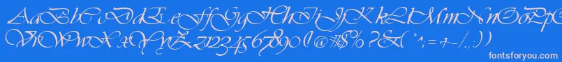 Weitere Informationen zur Vivacs-Schriftart Vivacs-Schriftart – Rosa Schriften auf blauem Hintergrund